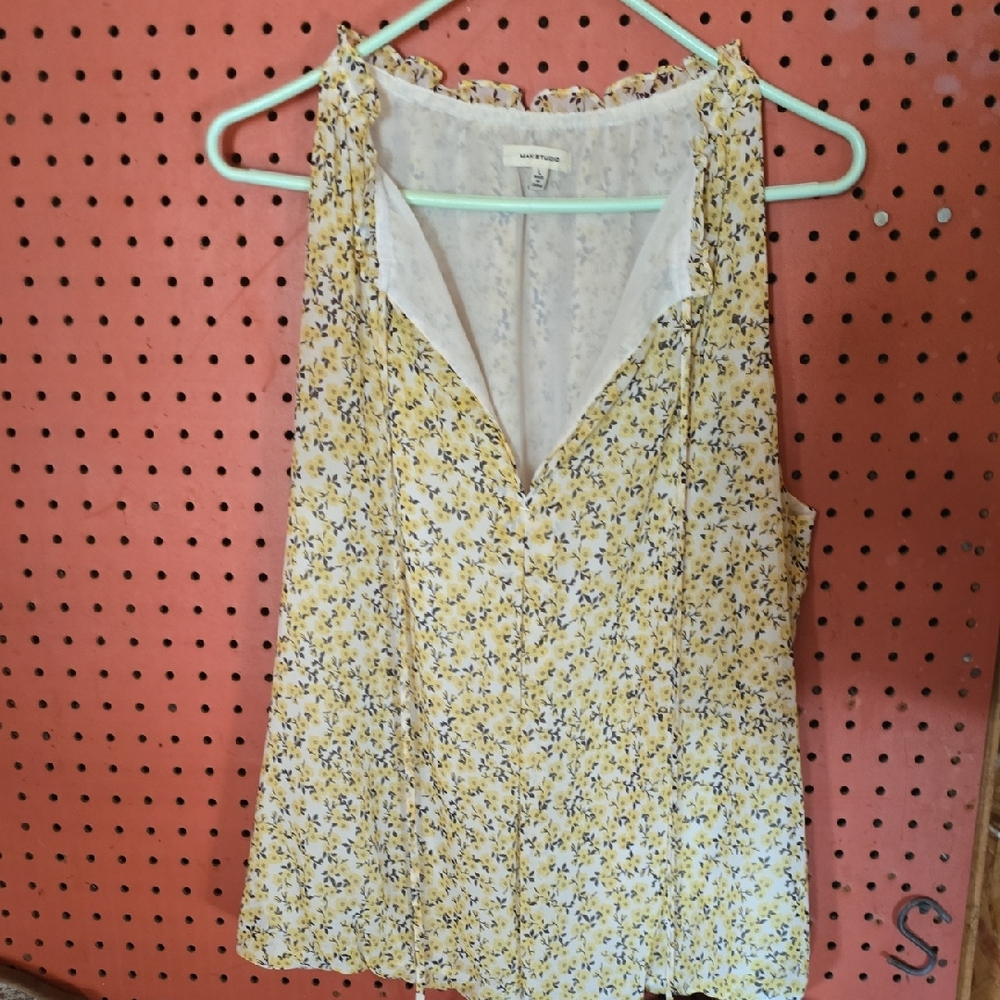 Floral Yellow Sleeveless Top